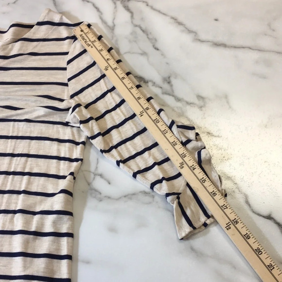 Chico's Cream Blue Striped 3/4 Sleeve Tee Womens‎ 1 Medium T Shirt Ruffle Sleeve - Picture 9 of 11